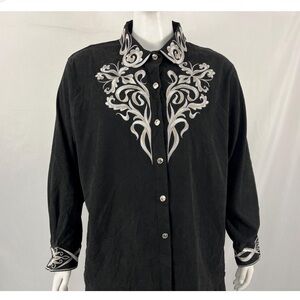 Bob Mackie Wearable Art Embroidered Blouse 2X Western Glam
